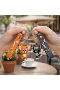 3D Slikon 2 Adet Tom Ve Jerry Anahtarlık